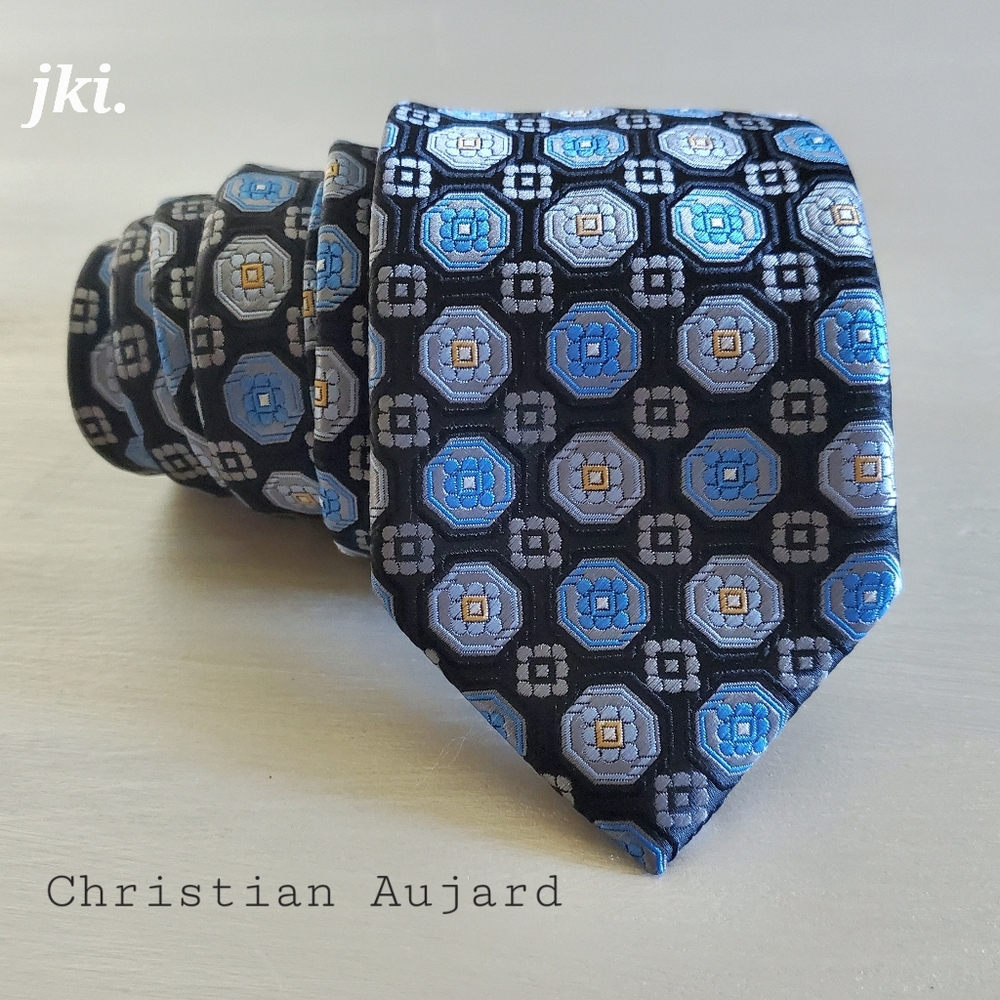 Christian Aujard Paris Men's Tie Black/Blue Abstract Design